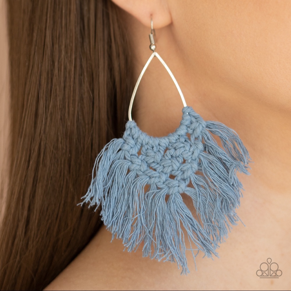 Blue woven earrings